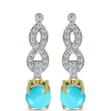 Cercei din Argint 925 Placat cu Aur ( 3.92 grame ) cu Turcoaz ”Frumoasa Adormită” și Topaz Alb 2.04 Carate