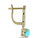 Cercei din Argint 925 Placat cu Aur ( 3.92 grame ) cu Turcoaz ”Frumoasa Adormită” și Topaz Alb 2.04 Carate