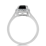 Inel din Argint 925 ( 2.45 grame ) cu Obsidian și Topaz Alb 0.99 Carate