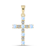 Cruce Pandantiv din Argint 925 Placat cu Aur ( 1.01 grame ) cu Piatra Lunii Curcubeu și Topaz Alb 0.45 Carate
