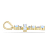 Cruce Pandantiv din Argint 925 Placat cu Aur ( 1.01 grame ) cu Piatra Lunii Curcubeu și Topaz Alb 0.45 Carate