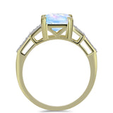 Inel din Argint 925 Placat cu Aur ( 3.15 grame ) cu Piatra Lunii Curcubeu și Topaz Alb 3.01 Carate