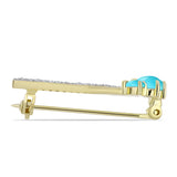 Broşă din Argint 925 Placat cu Aur ( 2.14 grame ) cu Turcoaz ”Frumoasa Adormită” și Topaz Alb 0.93 Carate