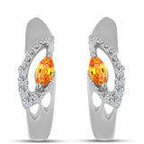 Cercei din Argint 925 ( 3.3 grame ) cu Safir Padparadscha și Topaz Alb 0.29 Carate