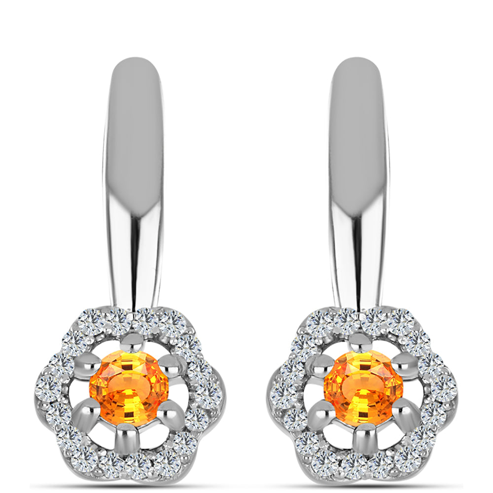 Cercei din Argint 925 ( 2.86 grame ) cu Safir Padparadscha și Topaz Alb 0.44 Carate
