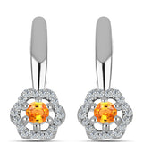 Cercei din Argint 925 ( 2.86 grame ) cu Safir Padparadscha și Topaz Alb 0.44 Carate