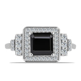 Inel din Argint 925 ( 3.51 grame ) cu Obsidian și Topaz Alb 1.95 Carate