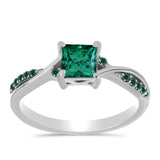 Inel din Argint 925 ( 2.43 grame ) cu Moissanite verde-albăstrui marin 0.77 Carate