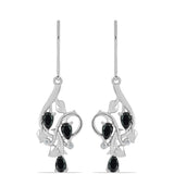 Cercei din Argint 925 ( 4.76 grame ) cu Obsidian și Topaz Alb 1 Carate