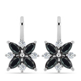 Cercei din Argint 925 ( 3.23 grame ) cu Obsidian și Topaz Alb 1.2 Carate