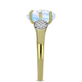Inel din Argint 925 Placat cu Aur ( 2.5 grame ) cu Piatra Lunii Curcubeu și Topaz Alb 2.6 Carate
