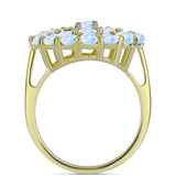 Inel din Argint 925 Placat cu Aur ( 4.71 grame ) cu Piatra Lunii Curcubeu și Topaz Alb 2.94 Carate