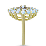 Inel din Argint 925 Placat cu Aur ( 4.71 grame ) cu Piatra Lunii Curcubeu și Topaz Alb 2.94 Carate