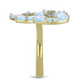 Inel din Argint 925 Placat cu Aur ( 3.76 grame ) cu Piatra Lunii Curcubeu și Topaz Alb 2.76 Carate