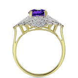 Inel din Argint 925 Placat cu Aur ( 4.65 grame ) cu Ametist Marocan și Topaz Alb 2.98 Carate
