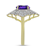 Inel din Argint 925 Placat cu Aur ( 4.65 grame ) cu Ametist Marocan și Topaz Alb 2.98 Carate