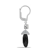Cercei din Argint 925 ( 2.16 grame ) cu Obsidian și Perlă de Apă Dulce Albă 10.17 Carate