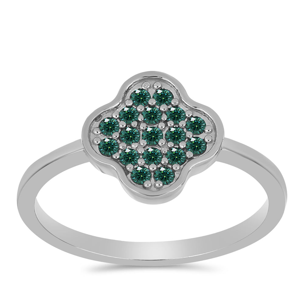 Inel din Argint 925 ( 2.3 grame ) cu Moissanite verde-albăstrui marin 0.23 Carate