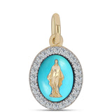 Pandantiv din Argint 925 Placat cu Aur ( 1.71 grame ) cu Turcoaz ”Frumoasa Adormită” și Topaz Alb 1.22 Carate
