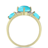 Inel din Argint 925 Placat cu Aur ( 2.19 grame ) cu Turcoaz ”Frumoasa Adormită” și Topaz Alb 2.09 Carate