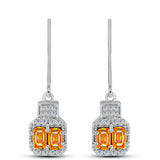 Cercei din Argint 925 ( 2.76 grame ) cu Safir Padparadscha și Topaz Alb 1.62 Carate