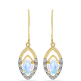 Cercei din Argint 925 Placat cu Aur ( 2.71 grame ) cu Piatra Lunii Curcubeu și Topaz Alb 1.71 Carate