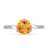 Inel din Argint 925 ( 2.38 grame ) cu Safir Padparadscha și Topaz Alb 1.02 Carate