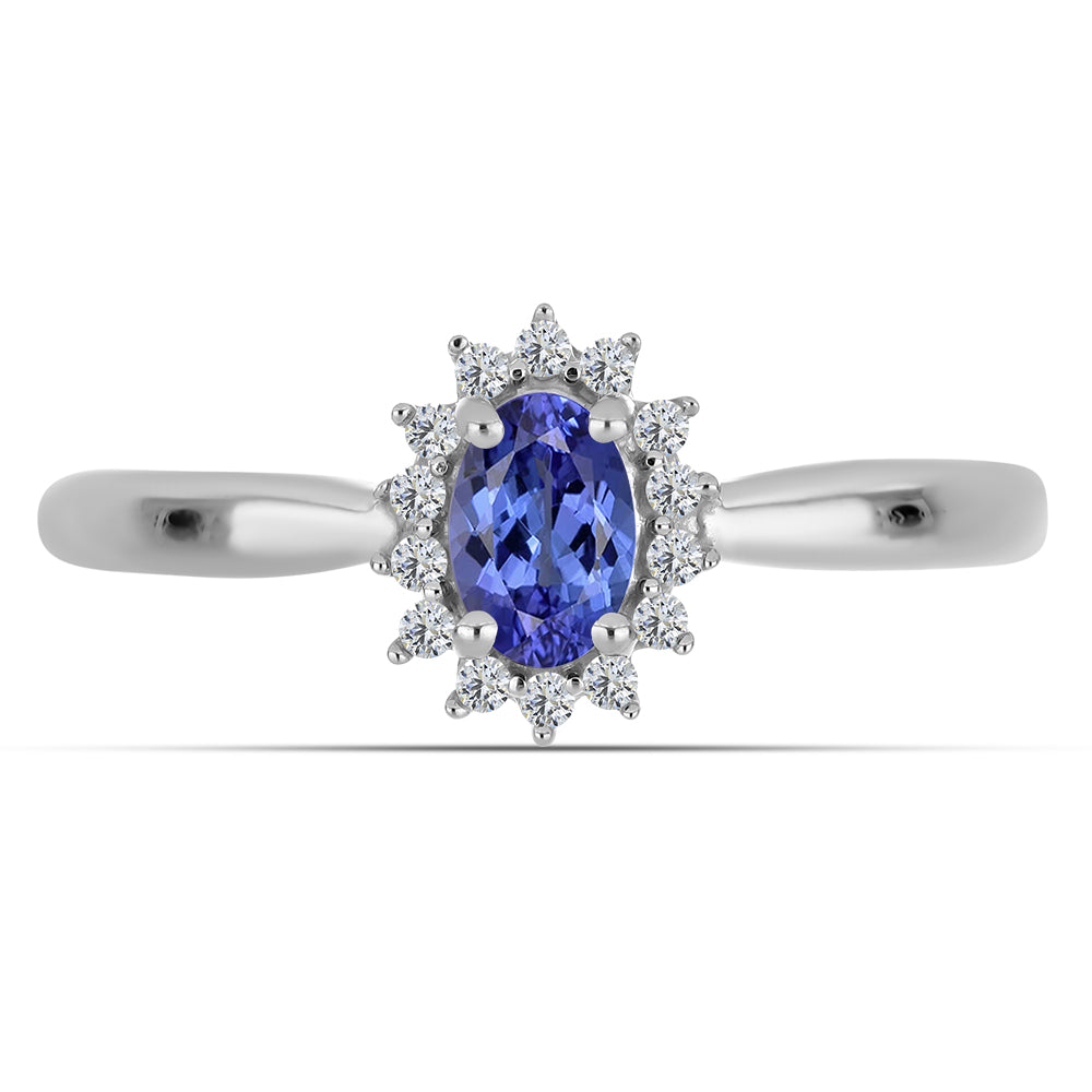 Inel din Argint 925 ( 1.96 grame ) cu Tanzanit AA și Topaz Alb 0.54 Carate