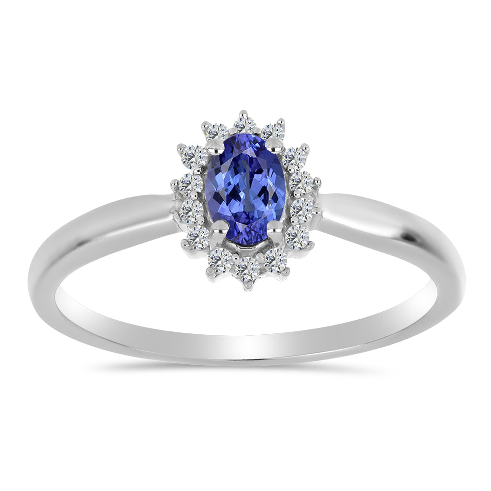 Inel din Argint 925 ( 1.96 grame ) cu Tanzanit AA și Topaz Alb 0.54 Carate