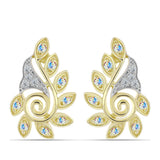 Cercei din Argint 925 Placat cu Aur ( 4.38 grame ) cu Moissanit de Gheață și Topaz Alb 0.31 Carate