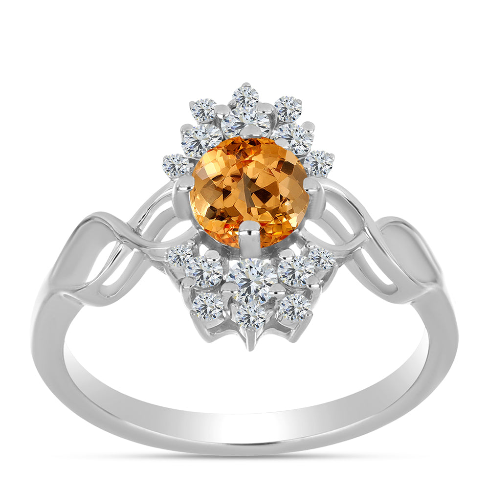 Inel din Argint 925 ( 3.06 grame ) cu Topaz Galben Imperial și Topaz Alb 1.65 Carate