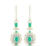 Cercei din Argint 925 Placat cu Aur ( 4.13 grame ) cu Smarald Columbian și Diamant Alb 1.67 Carate