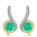 Cercei din Argint 925 Placat cu Aur ( 2.66 grame ) cu Smarald Columbian și Diamant Alb 0.64 Carate