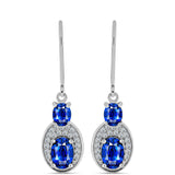 Cercei din Argint 925 ( 2.66 grame ) cu Safir Albastru Australian și Topaz Alb 3.46 Carate