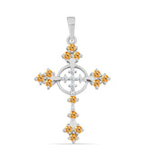 Cruce Pandantiv din Argint 925 ( 2.06 grame ) cu Topaz Galben Imperial și Topaz Alb 0.67 Carate