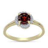 Inel din Argint 925 Placat cu Aur ( 2.12 grame ) cu Granat Barton și Topaz Alb 1.09 Carate