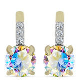 Cercei din Argint 925 Placat cu Aur ( 2.42 grame ) cu Moissanit de Gheață și Topaz Alb 2.55 Carate