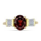 Inel din Argint 925 Placat cu Aur ( 2.58 grame ) cu Granat Barton și Topaz Alb 2.56 Carate