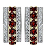 Cercei din Argint 925 Placat cu Aur ( 6.48 grame ) cu Granat Barton și Topaz Alb 1.96 Carate