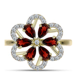 Inel din Argint 925 Placat cu Aur ( 3.07 grame ) cu Granat Barton și Topaz Alb 1.85 Carate