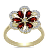 Inel din Argint 925 Placat cu Aur ( 3.07 grame ) cu Granat Barton și Topaz Alb 1.85 Carate