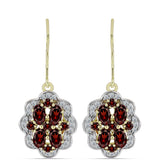 Cercei din Argint 925 Placat cu Aur ( 4.07 grame ) cu Granat Barton și Topaz Alb 3.43 Carate