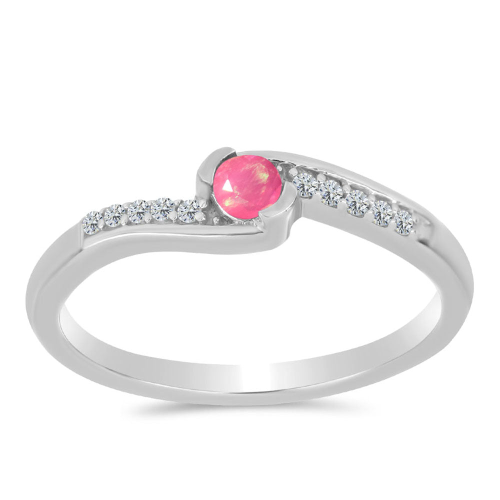 Inel din Argint 925 ( 1.73 grame ) cu Opal Lega Dembi Roz și Topaz Alb 0.13 Carate