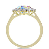 Inel din Argint 925 Placat cu Aur ( 2.65 grame ) cu Moissanit de Gheață și Topaz Alb 2.3 Carate