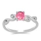 Inel din Argint 925 ( 1.9 grame ) cu Opal Lega Dembi Roz și Topaz Alb 0.36 Carate