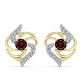 Cercei din Argint 925 Placat cu Aur ( 3.57 grame ) cu Granat Barton și Topaz Alb 0.87 Carate