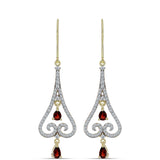 Cercei din Argint 925 Placat cu Aur ( 4.28 grame ) cu Granat Barton și Topaz Alb 1.88 Carate