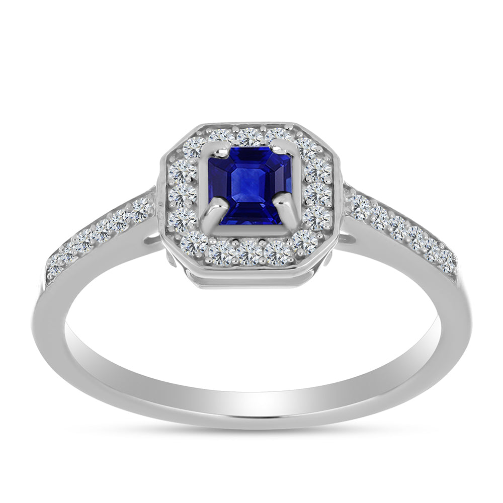 Inel din Argint 925 ( 2.27 grame ) cu Safir Albastru Australian și Topaz Alb 0.78 Carate