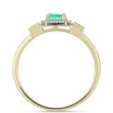 Inel din Argint 925 Placat cu Aur ( 1.89 grame ) cu Smarald Columbian și Diamant Alb 0.86 Carate