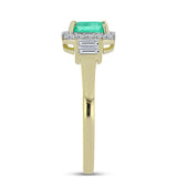 Inel din Argint 925 Placat cu Aur ( 1.89 grame ) cu Smarald Columbian și Diamant Alb 0.86 Carate